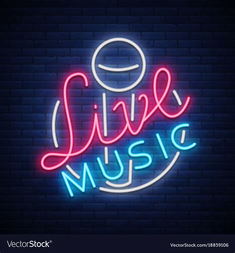 Live musical neon sign logo emblem symbol Vector Image