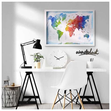 Quadro Box Mapa M Ndi Aquarela Pins Alfinetes P Marcar Suas Viagens