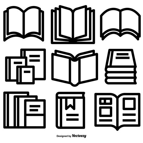 Vector Line Style Book Icons Set 167631 Vector Art At Vecteezy