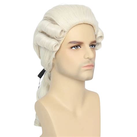 Colonial Wig Powdered Wig Men Blonde Wig Historical Carnival Costume Wig 18th Century Peruke Wig