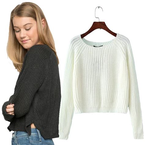 Autumn Winter New 2018 Crop Sweater Casual Sexy Women Sweaters And