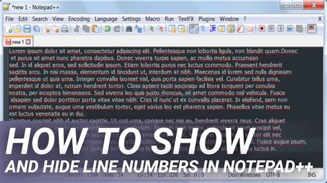 How To Show And Hide Line Numbers In Notepad Youtube