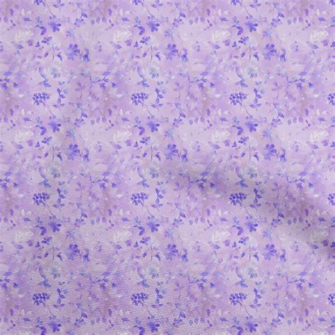 Oneoone Viscose Chiffon Lavender Fabric Asian Tie And Dye Floral Fabric