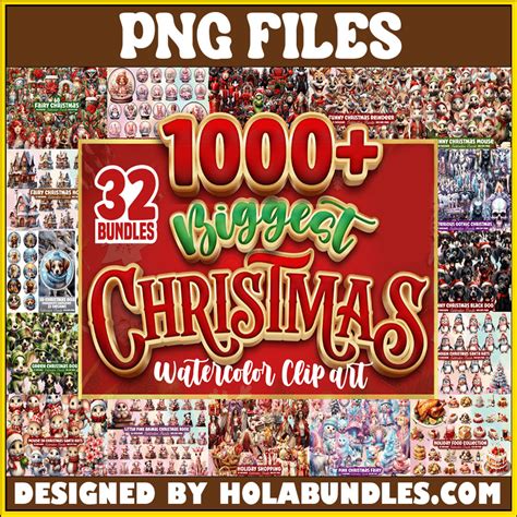 Biggest Christmas Watercolor Clipart Bundle Watercolor Mega Christmas