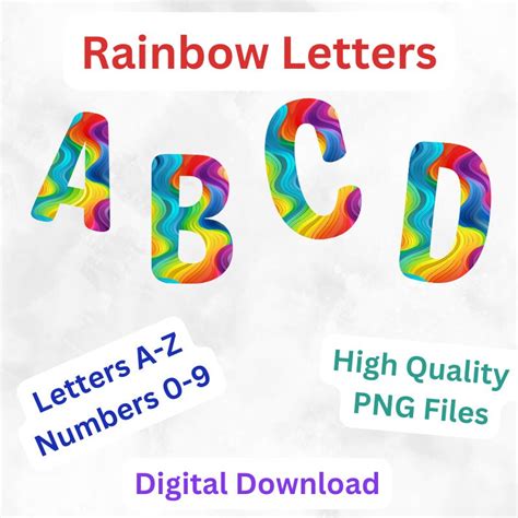 Rainbow Alphabet, Rainbow Letters, Rainbow PNG, - Etsy