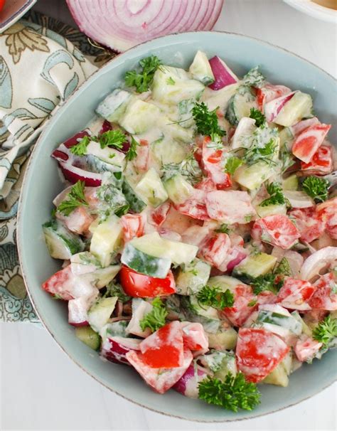 Cucumber Tomato Salad With Yogurt Dressing A Cedar Spoon