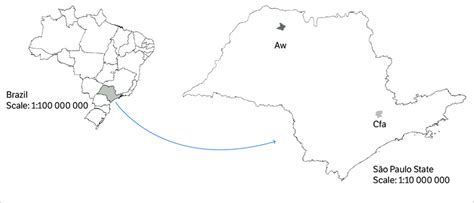 Locations of the two climatic regions in Brazil. | Download Scientific ...