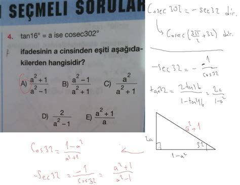 Trigonometri Sorularimdir Yardimci Olur Musunuz Cok Puan Verecektim