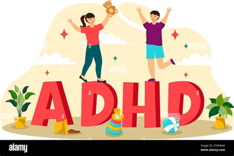 Adhd Or Attention Deficit Hyperactivity Disorder Vector Illustration