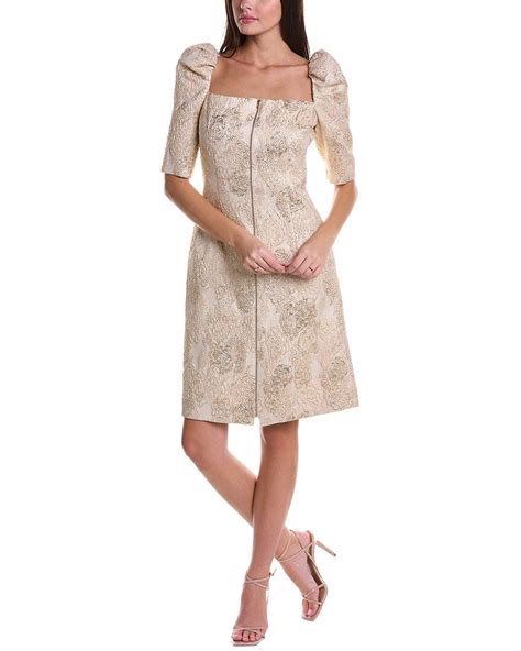 Teri Jon Jacquard Shift Dress In Natural Lyst