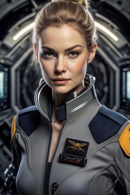 Premium Ai Image Beautiful And Sexy Woman Astronaut In A Spacesuit On A Spaceship Generative Ai