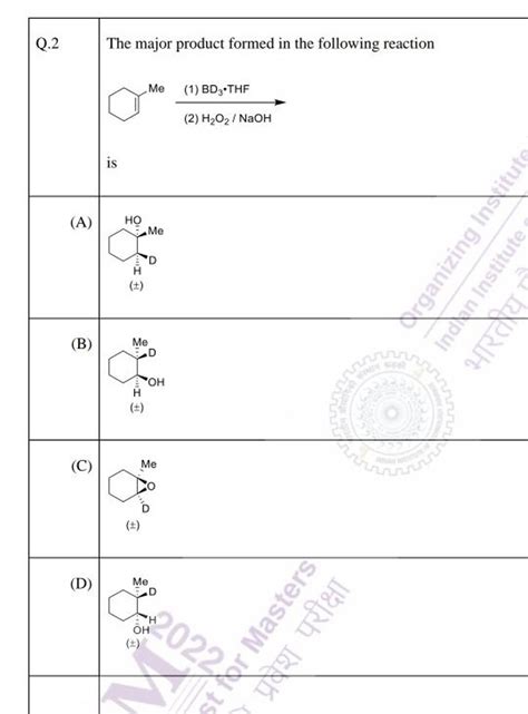 Q2the Major Product Formed In The Following Reaction Is Filo