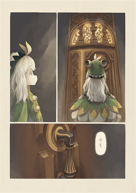 Safebooru Comic Door Doorknob Eyes Closed Green Eyes Hood Long Hair Narumi Arata Original