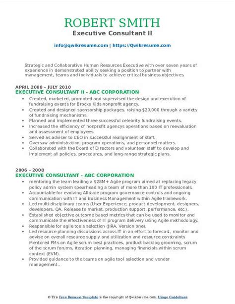 Executive Consultant Resume Samples Qwikresume