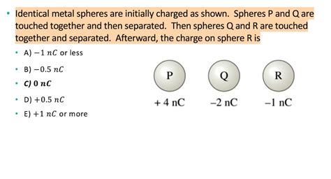 Identical Metal Spheres Are Initially Charged As Shown Spheres P And Q