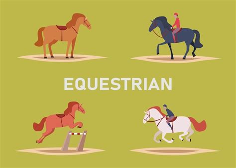 Premium Vector Equestrian Sport Set Of Flat Icons With Riders And