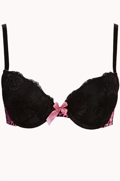 Forever 21 Ultra Leopard Trimmed Push Up Bra In Pink Black Pink Lyst