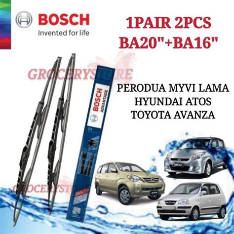 BOSCH FRONT WIPER BLADE SET ADVANTAGE 20 16 PERODUA MYVI 2005 2010