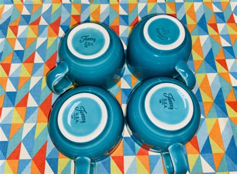 New Fiestaware Oz Jumbo Mug Set Of Turquoise Soup Cup Bowl Free