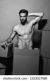 Guy Sexy Naked Torso Holds Box Stock Photo 1263924937 Shutterstock