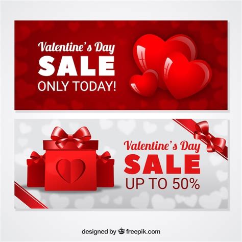 Free Vector Realistic Valentine S Day Sale Banners