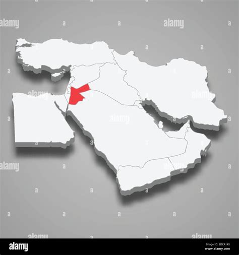 Jordan Country Location Within Middle East 3d Isometric Map Stock