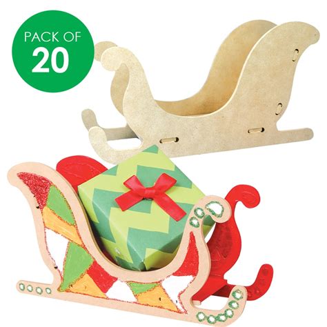 3d Wooden Sleighs Pack Of 20 Wood Craft Cleverpatch Art And Craft