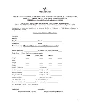 Fillable Online Abnormal Loads Application Form Fax Email Print Pdffiller