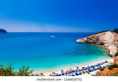 Porto Katsiki Most Beautiful Beach Lefkada Stock Photo