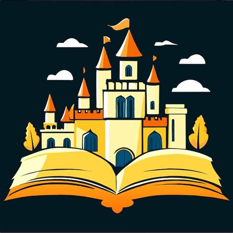 História real ou castelo livro aberto ilustração vetorial Vetor Premium