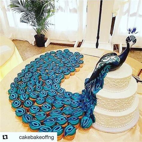 This Incredible Peacock Wedding Cake Uses Cupcakes For The Tail