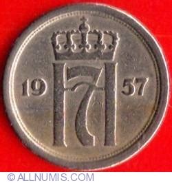 10 Øre 1957 Haakon VII 1930 1957 Norvegia Monedă 9886