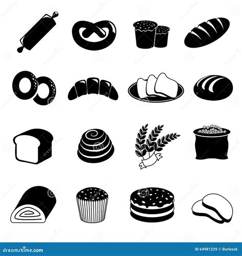 Bakery And Bread Vector Icons Set Stock Vector Illustration Of