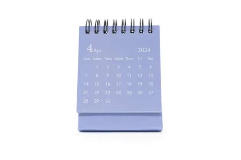 Simple Calendario De Escritorio Azul Para APRIL 2024 Aislado Sobre