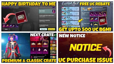 Happy Birthday Free UC In Custom Pack Bgmi Bgmi Next Classic Crate