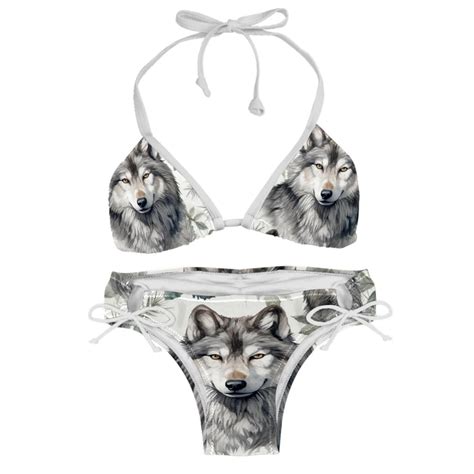 Wolf Swimsuit Women Bikini Set Two Pack Detachable Sponge Adjustable