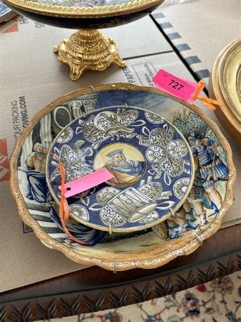 Vintage Italian Majolica Platter W Plate Note Live And Online