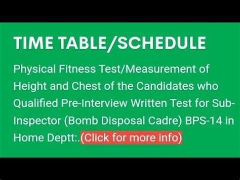 Spsc Announced Timetable Schedule For Physical Fitness Test Spsc