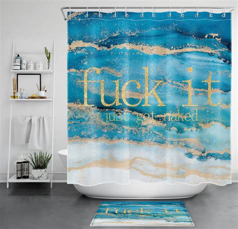 Luxurious Bathroom Upgrade Bold Blue And Gold Marble Shower Curtain