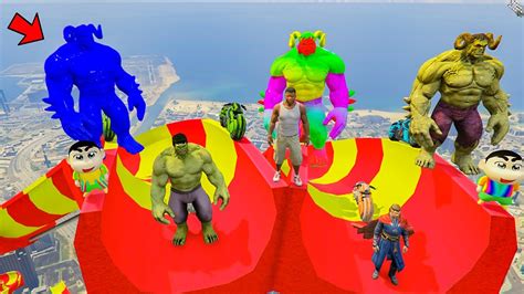 GTA 5 FRANKLiN AND AVENGERS ARMY WATER SLiDE RAMP CHALLENGE WiTH