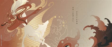 Luxury gold oriental style background vector. Chinese and Japanese ...