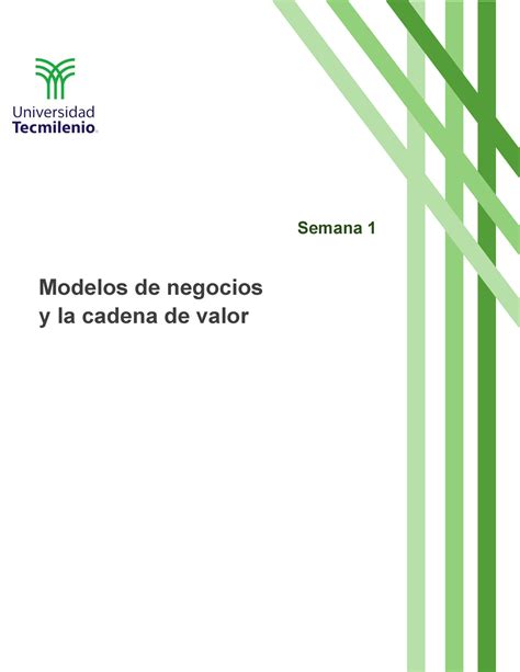 Semana 1 Modelo De Negocios Y La Cadena De Valor Modelos De