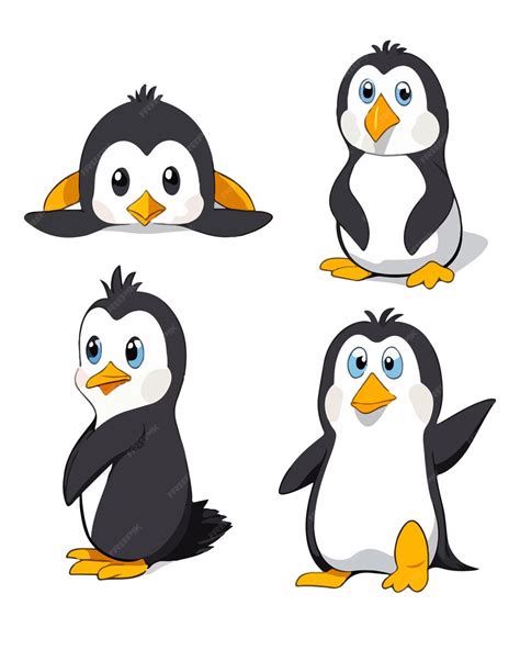 Premium Vector Collection Of Cartoon Penguin Isolated On White Background