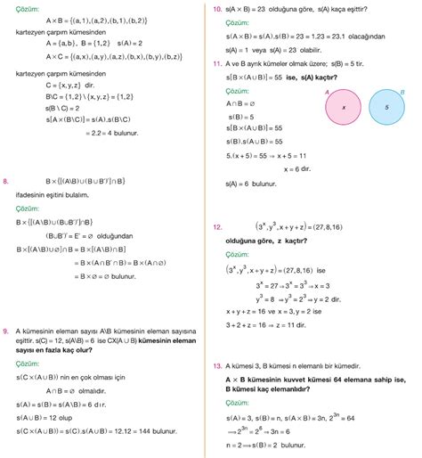 Kartezyen Arp M Soru Z M Matematik Kitap Z Mleri Matematik Kalesi