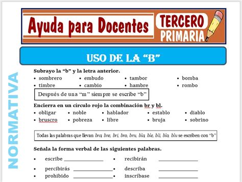 Uso De La B Para Tercero De Primaria Ayuda Para Docentes The