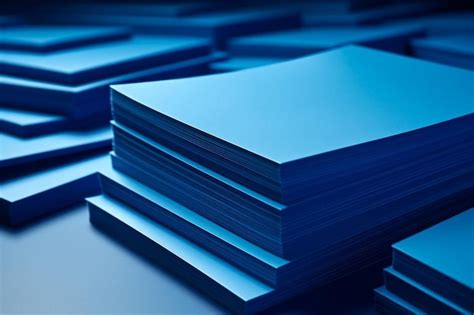 Premium Photo Blue Toned Paper Sheets With Copy Space