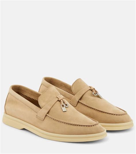 Loro Piana Summer Charms Walk Suede Loafers In Natural Lyst