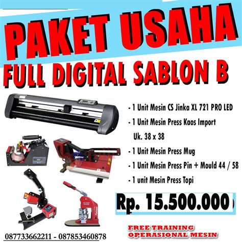 Jual PAKET USAHA FULL DIGITAL SABLON MESIN CUTTING STCIKER JINKA MESIN