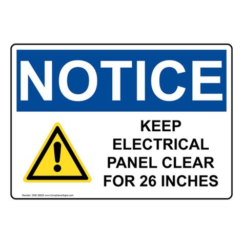 Osha Sign Notice Keep Electrical Panel Clear Electrical