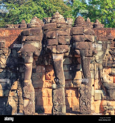 Terrace Of The Elephants Cambodia Stock Photo Alamy